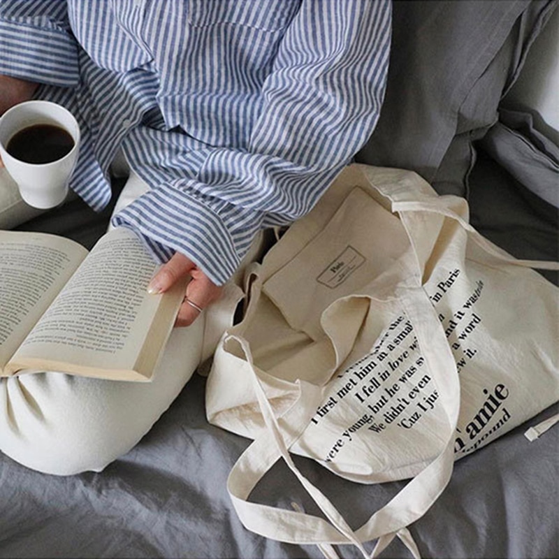 Vrouwen Canvas Tote Handtas Vrouwelijke Zachte Doek Schoudertassen Jonge Dames Toevallige Grote Boodschappentas Meisjes Herbruikbare Zakken Vouwen