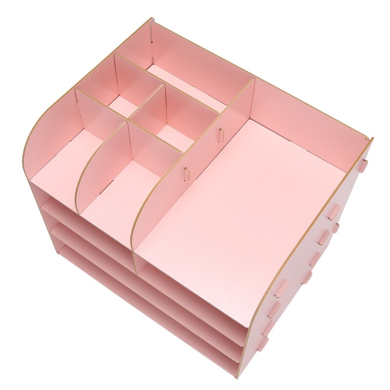 1Pcs 4-Layers Wood Office Table Organizer Assembled Files Office Supplies Containers A4 Paper Storage Rack