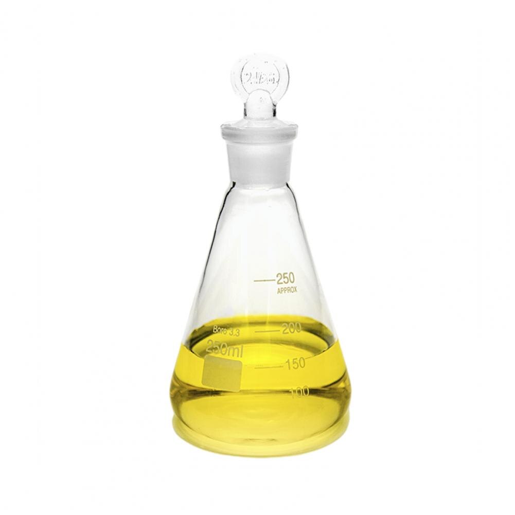 ! Frasco cónico triangular de cristal sin plomo para laboratorio, con tapón, abertura estrecha, 50-1000ml: 250ml