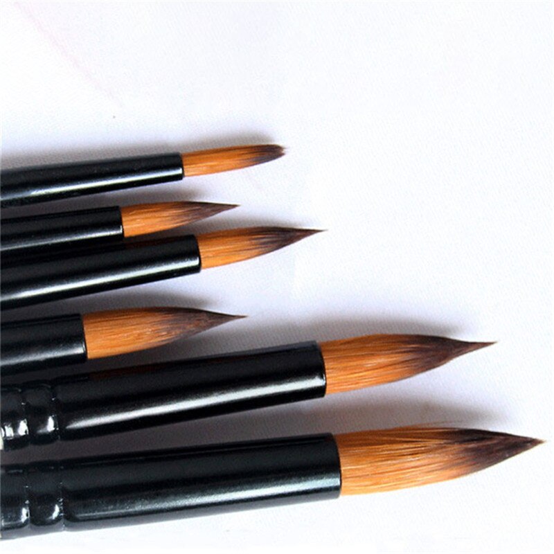 Modelo de arte para pintar, pelo de nailon acrílico, óleo, acuarela, dibujo, suministros de arte, conjunto de pinceles para artistas, 6 uds.