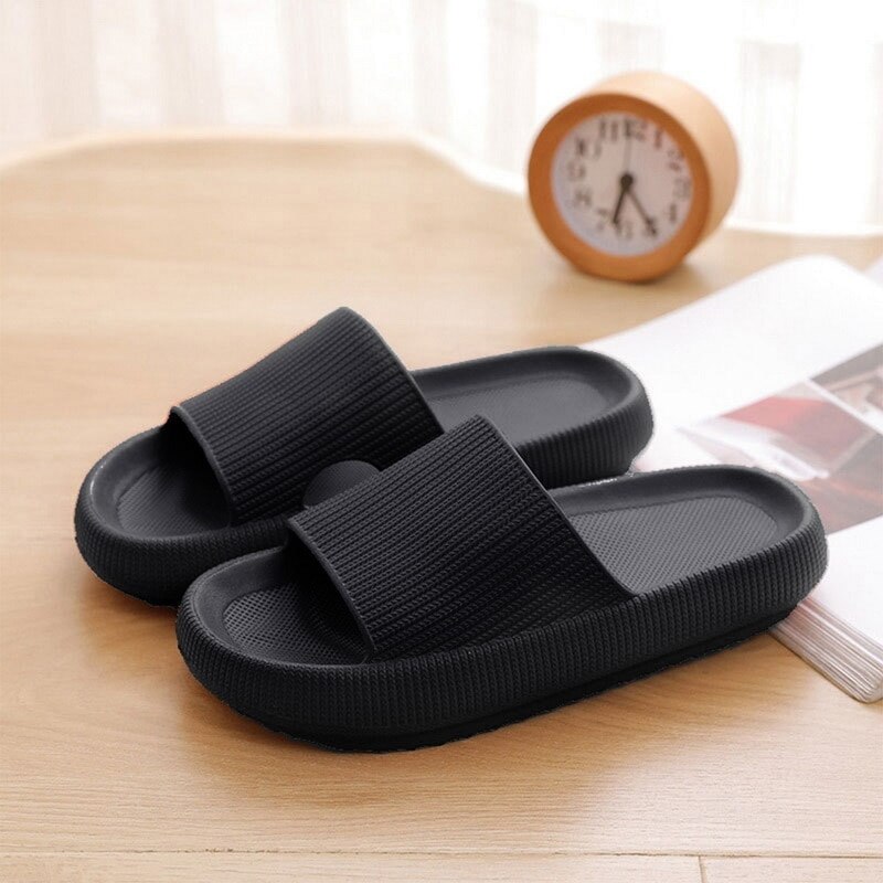 Zomer Slippers Slide Sandalen Strand Slides Hoge Hakken Douche Slippers Zachte Zool Vrouwen Mannen Dames Badkamer Schoenen: A-black / 44-45