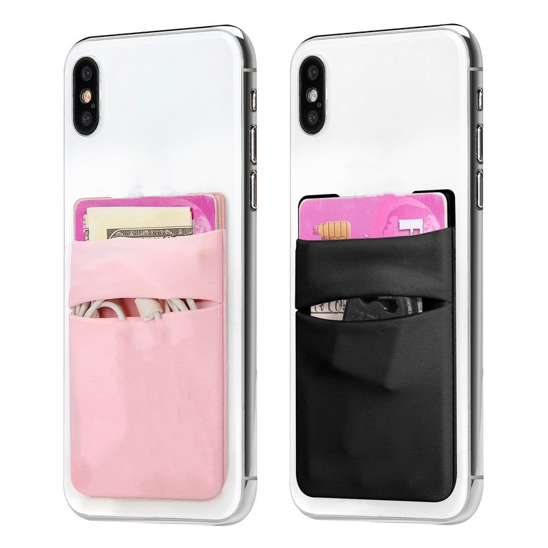 1pc Adhesive Sticker Phone Pocket Cell Phone Stick on Card Wallet Stretchy Lycra Credit Cards ID Card Holder Pouch Sleeve