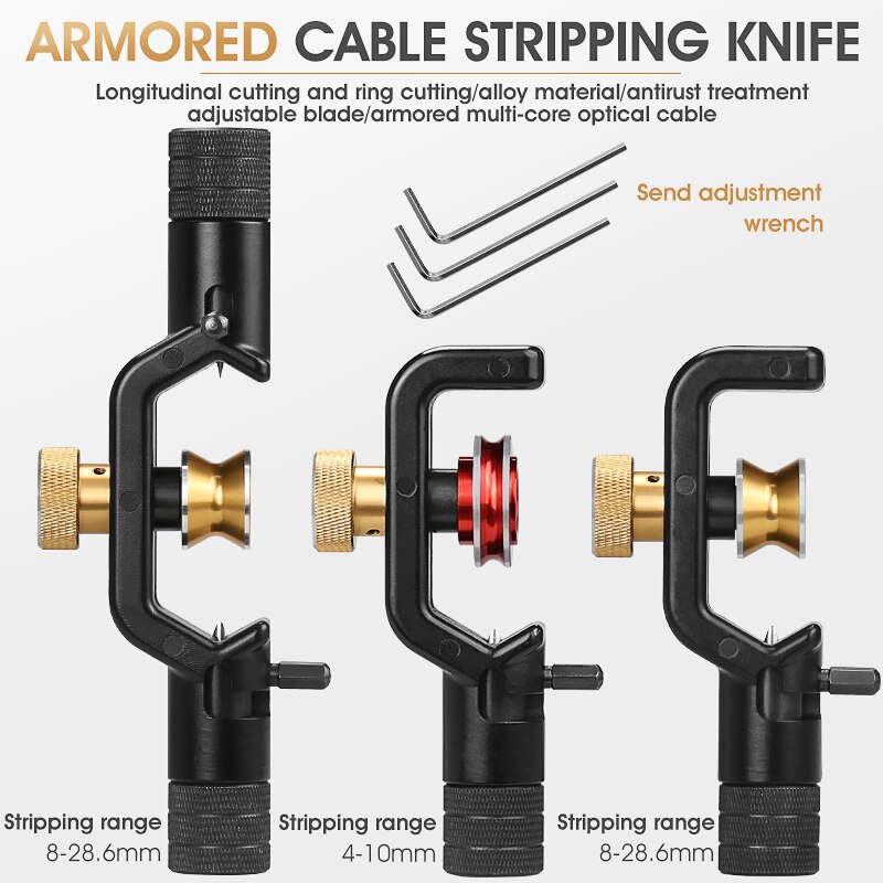 ACS-2 Gepanzerte Draht Stripper 4-10mm &Ampere; 8-28mm Optische Kabel Rollenschneider Glasfaser Abisolieren Werkzeug jacke Rollenschneider Mantel Cutter