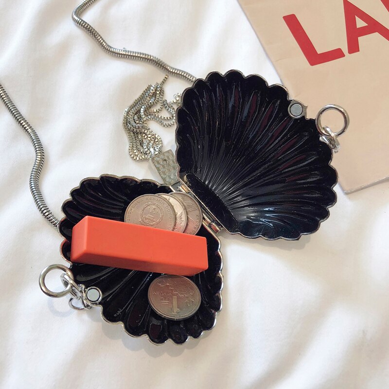 Mini schelp tas legering dames handtas kwast ketting schoudertas messenger bag