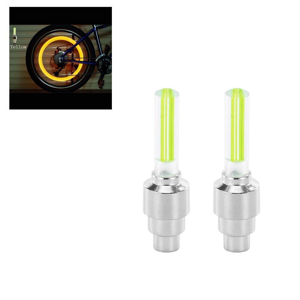 Fiets Led Light Tire Valve Cap Fiets Flash Light Mountain Racefiets Fietsen Tyre Wheel Led Neon Lamp Cover wiel: A pair Yellow
