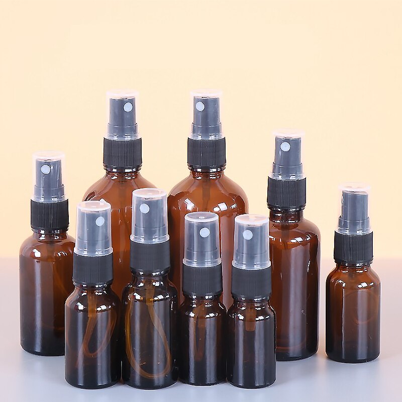 5-100ml bärnstensspray tomma flaskor brunt glas påfyllningsbar flaska aromaterapi parfym mini sprayflaska kosmetiska behållare