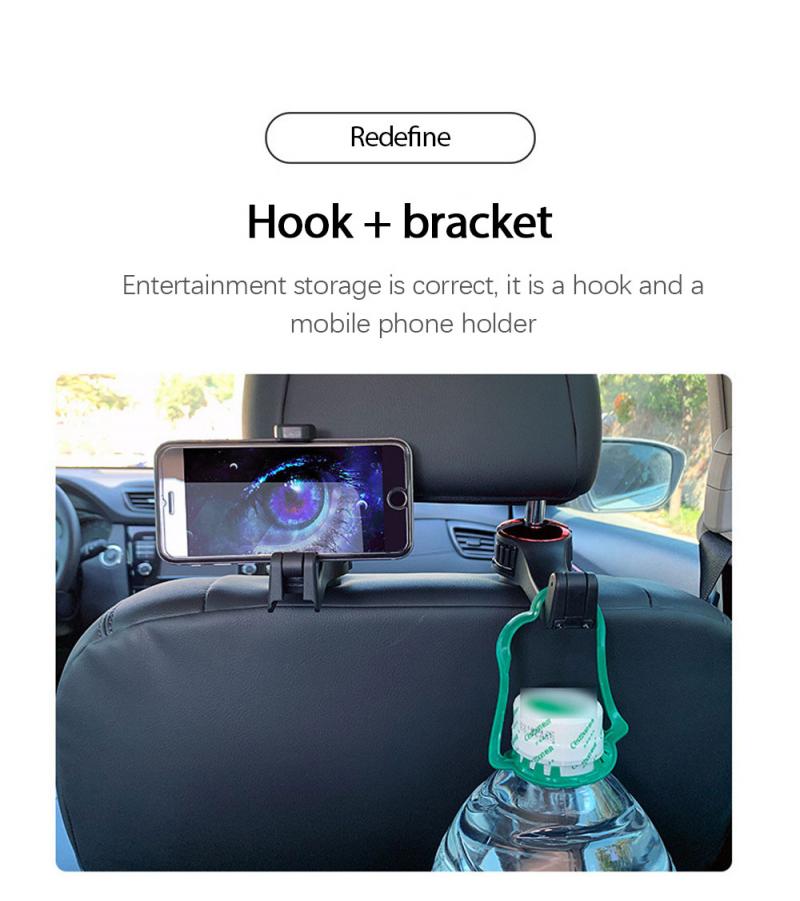 Auto Back Seat Hoofdsteun Houder Hanger Haak Met Telefoon Houder Op Auto Voorstoel Hoofdsteun, Hanger Met Haak, haak Op Hoofdsteun