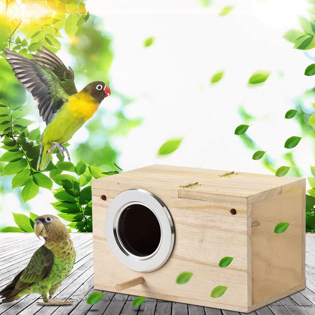 IN STOCK Bird Breeding Wooden Box Bird House Wood Breeding Box for Lovebirds Parrotlets Mating: Default Title