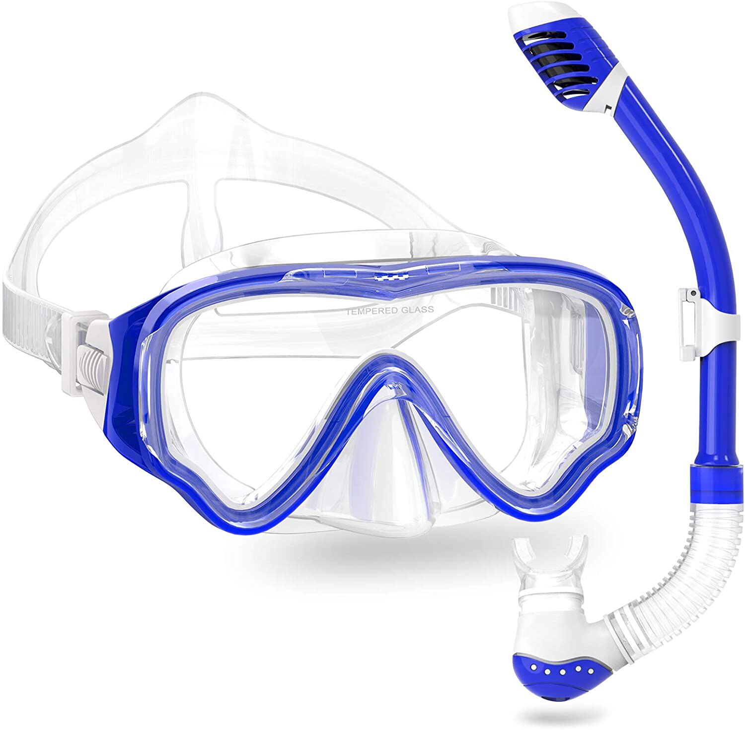 2022 Snorkelling Snorkel Diving Scuba Set Gear for Kids Youth Junior Anti-Fog Tempered Glass Snorkel Mask Snorkeling Swimming: Blue