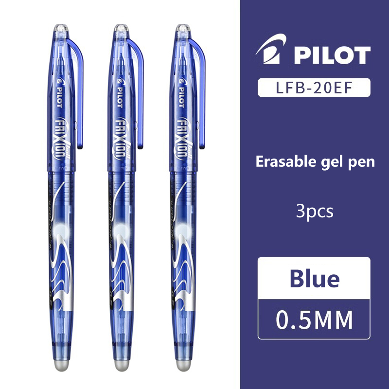 3pcs PILOT Erasable Gel Pens LFB-20EF Frixion 0.5mm for Writing Red Blue Black School Office Supplies Japanese Stationery: Clear