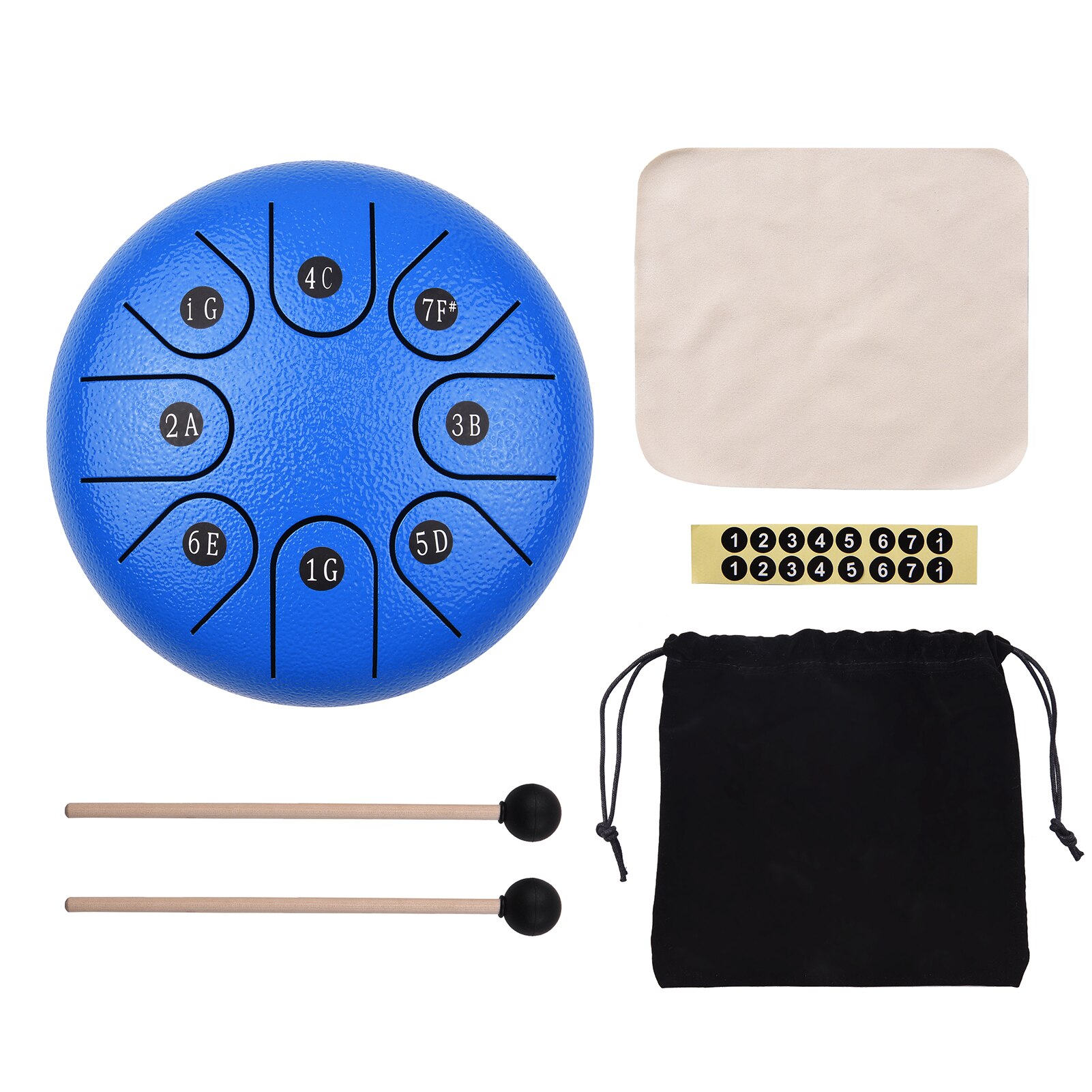 6in 11/8 Tonne Metall Zunge Trommel Mini Hand Pfanne Trommeln mit Trommelstöcke Schlagzeug Musical Instrumente für Anfänger Melodie Hand Trommel: 6Zoll 8Ton Blau