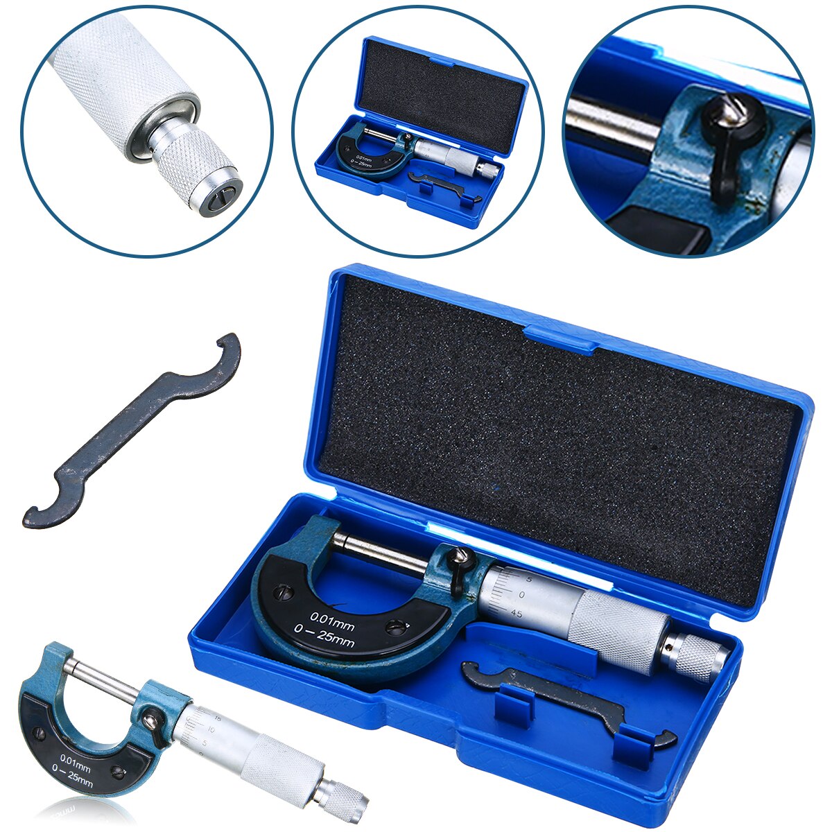 Mayitr Outside Micrometer 0-25mm/0.01mm Caliper Precision Gauge Vernier Caliper Tip Measuring Tools Micrometer