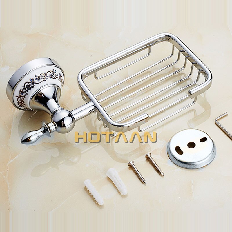 Zeepbakjes Messing Goud Zeep Mand Muur Gemonteerde Keramische Zeep Houder Chrome Badkamer Accessoires Woondecoratie Zeepkist 11890-C