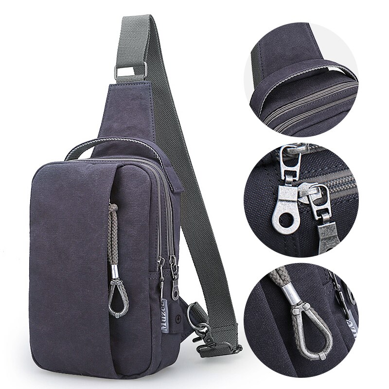 Muzee mångsidig canvas sling bags bröstväska för män usb-laddning crossbody herrväska lediga reseaxelhandväskor