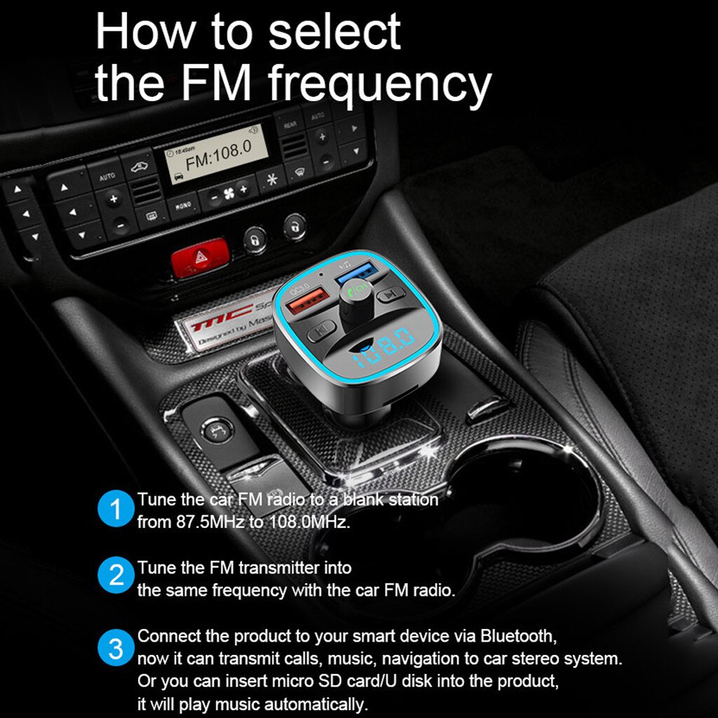 Bluetooth 3.0 FM Transmitter Car Kit MP3 Modulator Player Wireless Handsfree Audio Receiver Dual USB Fast Charger 3.0A