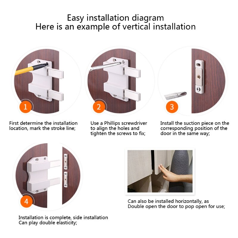 Magnetic Door Catch Rebound Self-locking Latch Handle-free Cabinet Push Latch