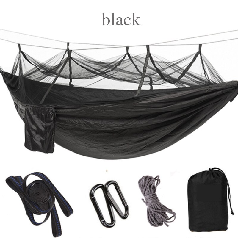 1-2 Person Outdoor Mosquito Net Parachute Hammock Camping Hanging Sleeping Bed Swing Portable Double Chair Army Green: K