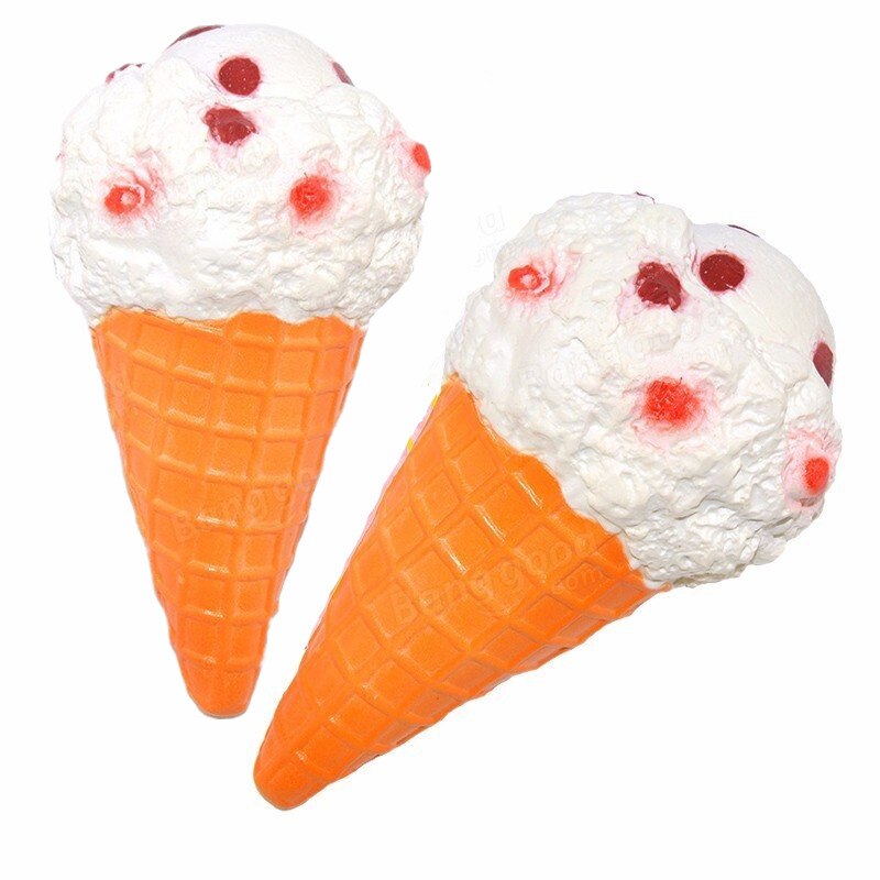 Mskwee Mini White Cone Snowflake Strawberry Ice Cream Squishy toys Sweet Kawaii Cream Phone Straps Squishies Toy 9.5CM