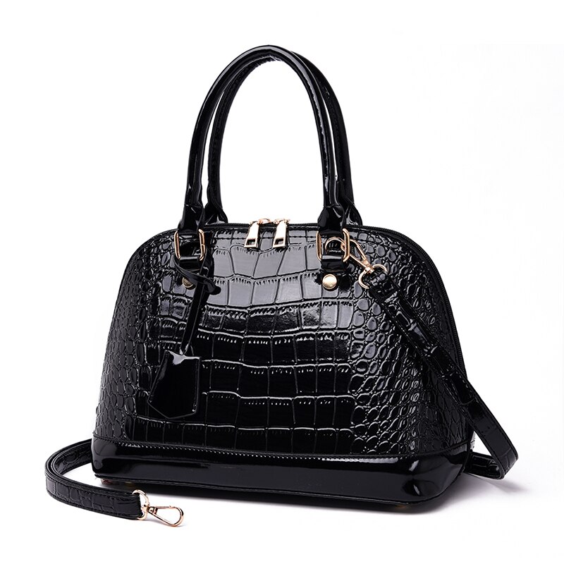 mode Vrouwen Handtas leer Shell Tas Vrouwen Messenger Bag Schoudertas Vrouwelijke Crossbody Tas: Black