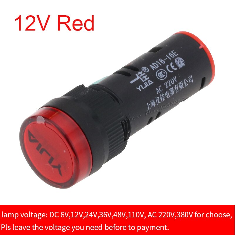 16mm mounting hole LED light lamp indicator lights pilot lamp panel AD16-16E 6V 12V 24V 36V 48V 110V 220V 380V: Grey
