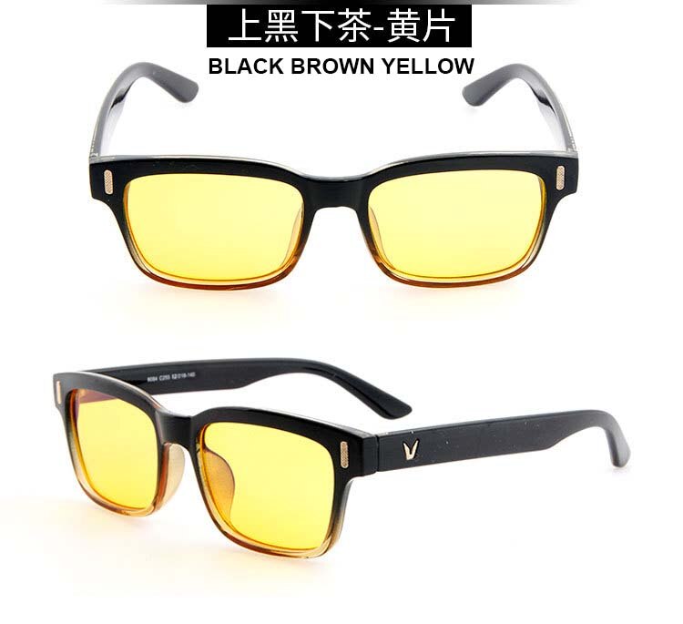 Blue Ray Computer Glasses Men Screen Radiation Eyewear Brand Office Gaming Blue Light Goggle UV Blocking Eye Spectacles: Black Brown Yellow