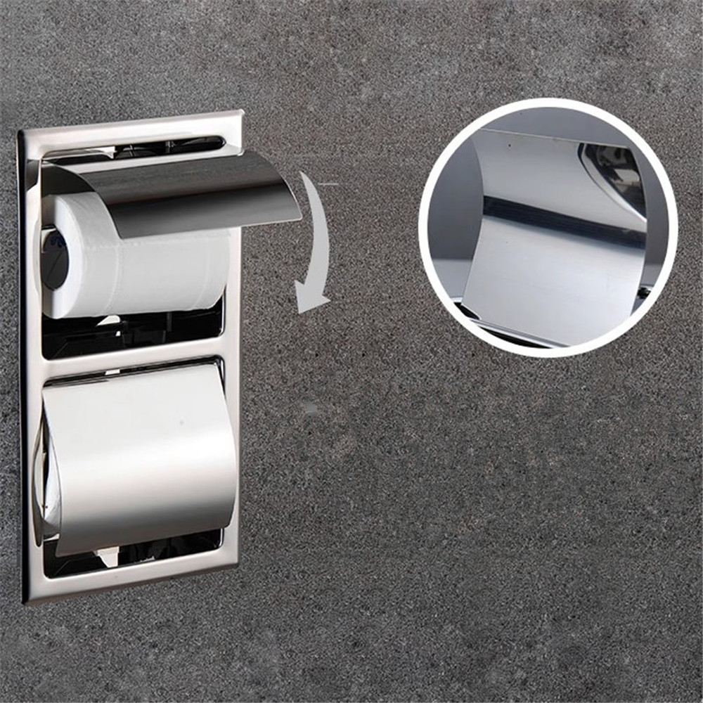 Gold In-wall Bathroom Paper Holder Rose Gold SUS Bathroom Paper roll Holder Black Towel Rack Toilet Paper Holder Tissue Box