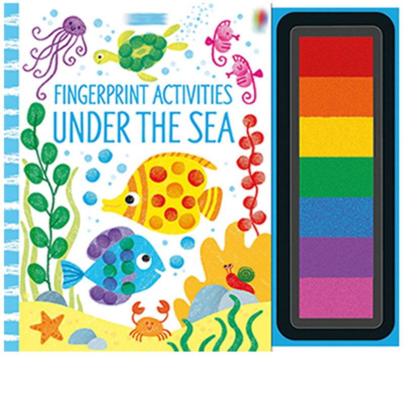 Children Fingerprinting Books with Rubber Stamps Ink Pad kids Activities Doodling Book Animal Garden Kindergarten DIY Craft Toy: Ocean