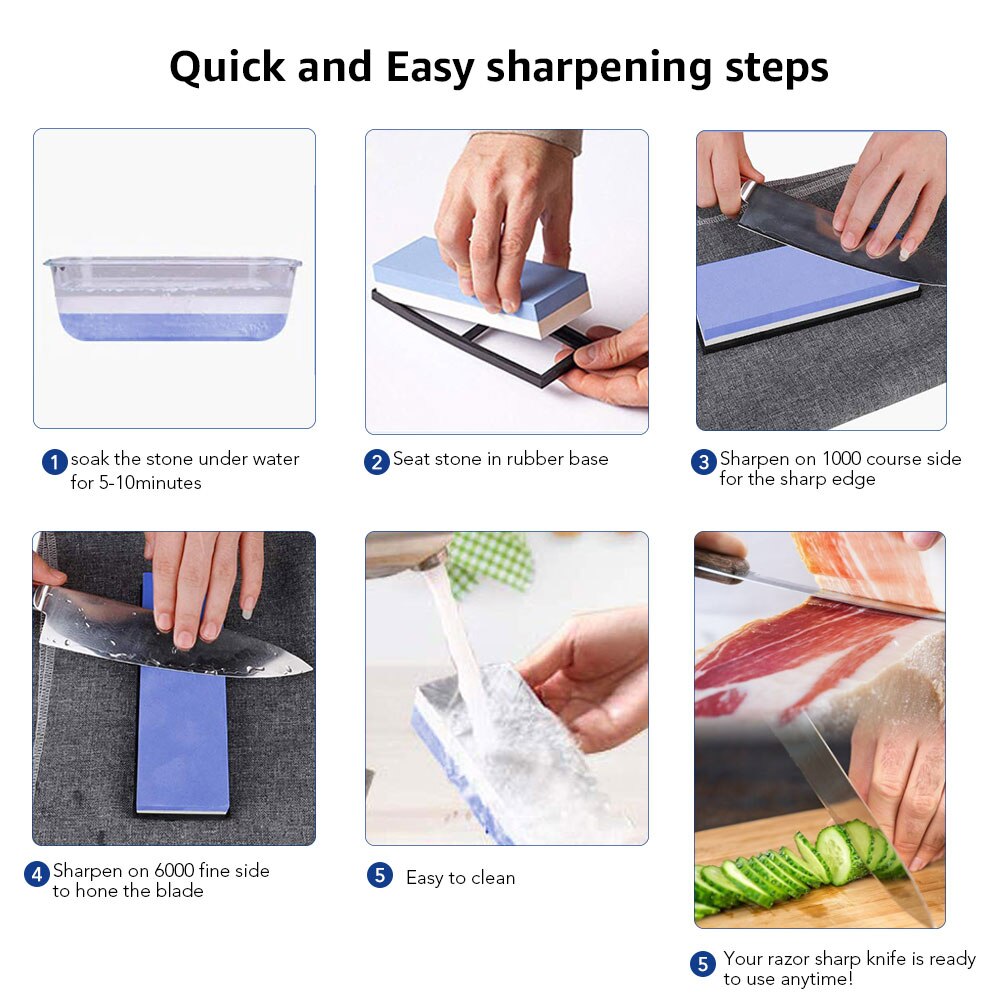 Knife Sharpener Whetstone Sharpening Stones grinding stone water stone kitchen Tool 2-IN-1 240 600 1000 3000 grit
