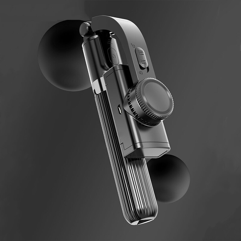 Anti-Schütteln Smartphone Handheld Gimbal Stabilisatoren Selfie Stock Stativ Drahtlose Bluetooth Fernbedienung Erweiterbar Faltbare: schwarz-L-86CM