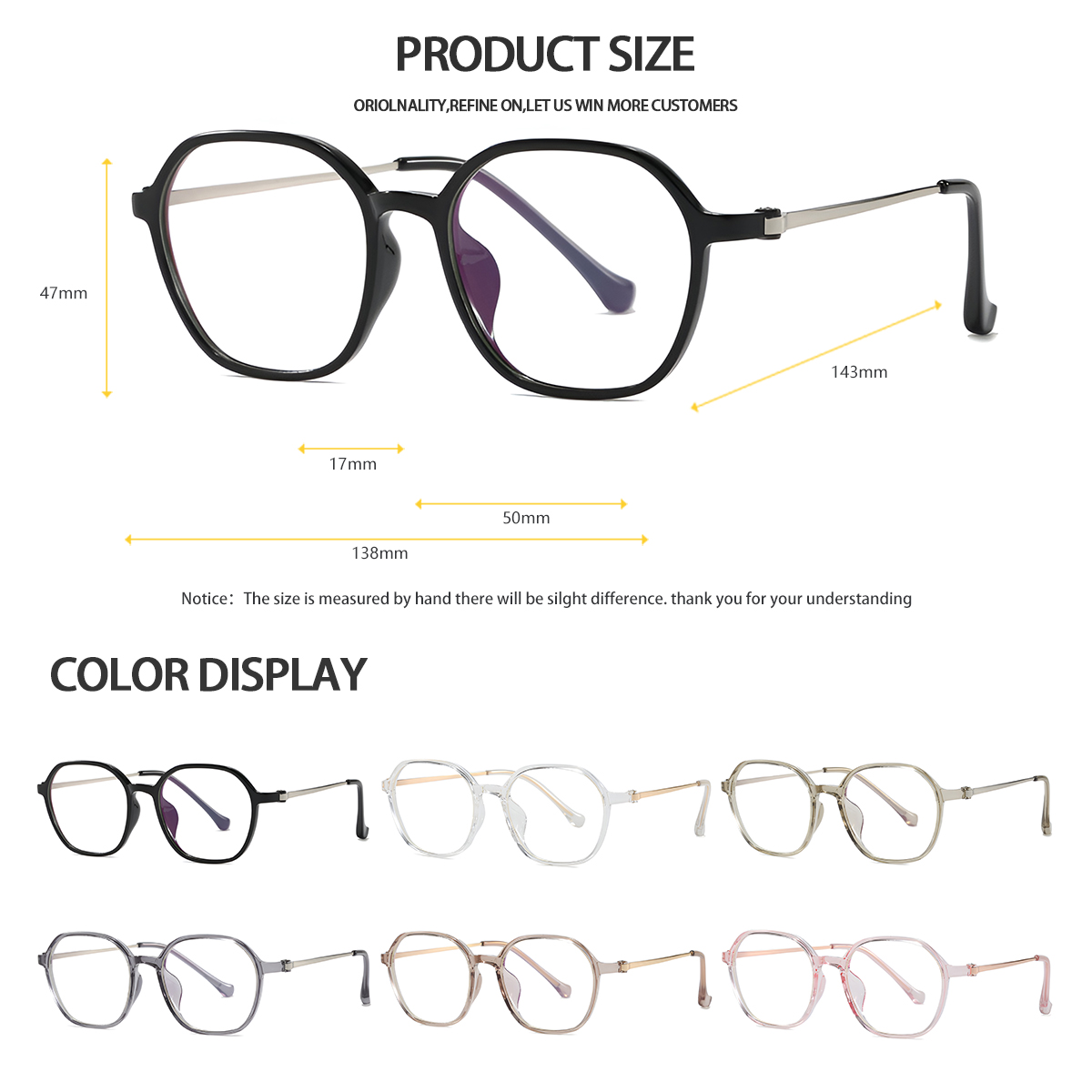 Htms geometriske polygon tr retro vintage briller letvægts  tr90 stel hipster unisex briller minimalistiske acetat