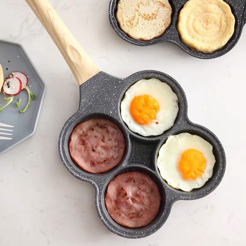 4 Holes Omelet Pan Non-Stick Griddle Maker Pancake Pan Egg Ham Pans Breakfast Kitchen Cooking Pan