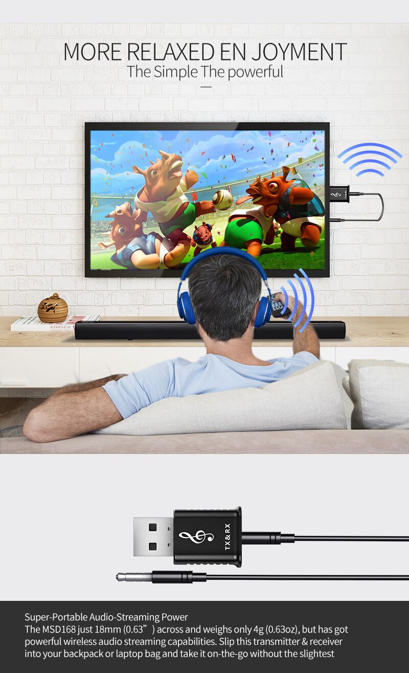 Mini Bluetooth 5,0 Sender 3,5mm AUX Stereo Audio 2 in1 Wireless Bluetooth Adapter Sender Für TV PC Auto