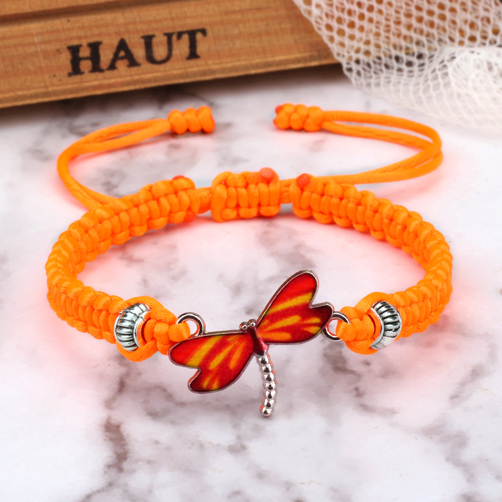 Dragonfly Hanger Gevlochten Armbanden Lucky Paars String Touw Vrouwen Mannen Mode-sieraden Handgemaakte Verstelbare Armbanden Charm