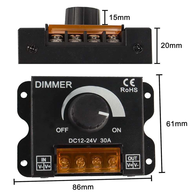 Dimmer 12V-24V Dimmer Monochrome Brightness Switch... – Vicedeal