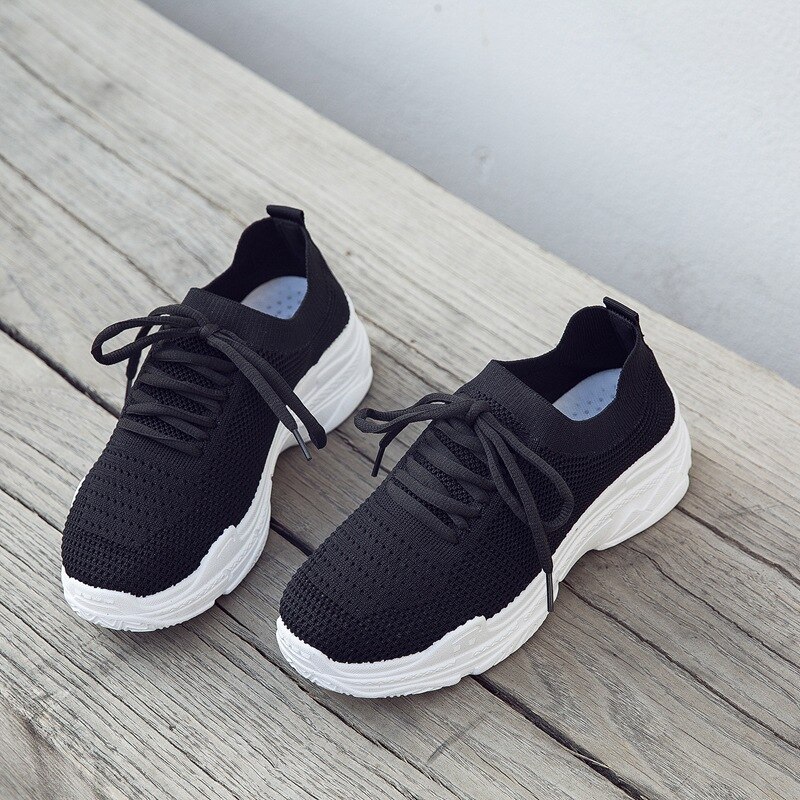 Sneakers White Coconut Shoes Woman Female Version Harajuku Breathable Elastic Socks Wild Sports Shoes Lightweight Fitness Yoga