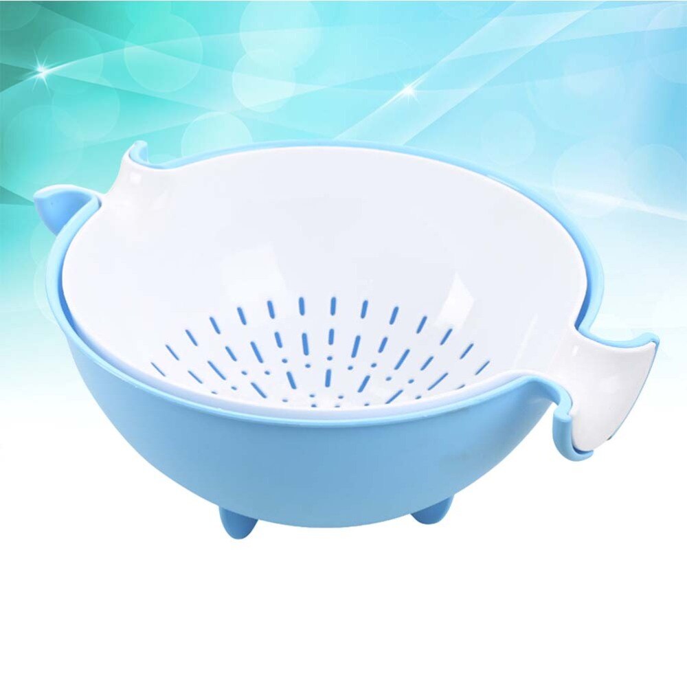 Passoire de cuisine 2-en-1 passoire et bol ensembles grand bol de lavage et passoire passoire détachable passoires ensemble (Purpl: Sky-blue