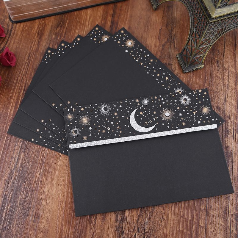6pcs/pack Starry Sky Writing Letter Envelope Romantic Small Fresh Japanese Style Letter Bag