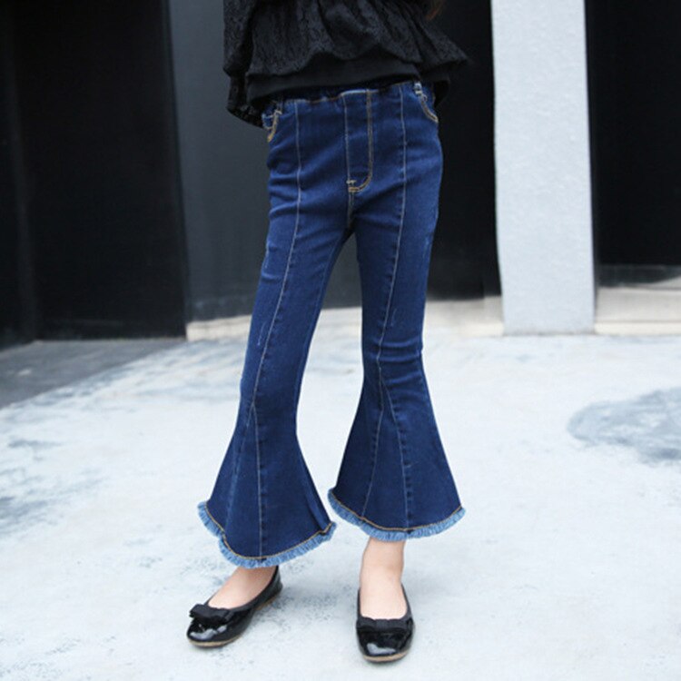 Våren barn småbarn baby flicka coola jeans klockbottnar byxor denim kläder benbyxor denim flare jeans för flickor