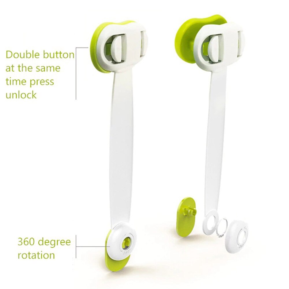 Multi-function Double Button Baby Anti Pinch Drawer Door Refrigerator Lock Children Safety Protection Drawer Toilet Lock