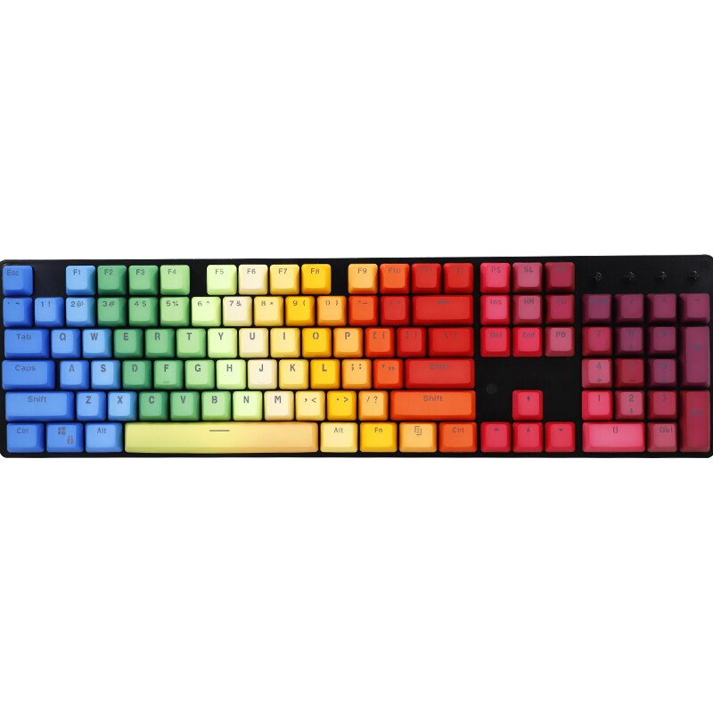 104-keys 5 Colors Gradient Keycaps PBT Standard OEM Profile Side Print Fruit Green Red Blue Purple for Cherry MX Switches: 104 key