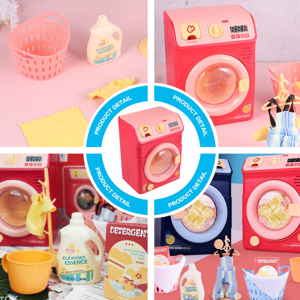 1 Set Mini Simulation Washing Machine Electric Washing Machine Funny Play House without Battery (Red)