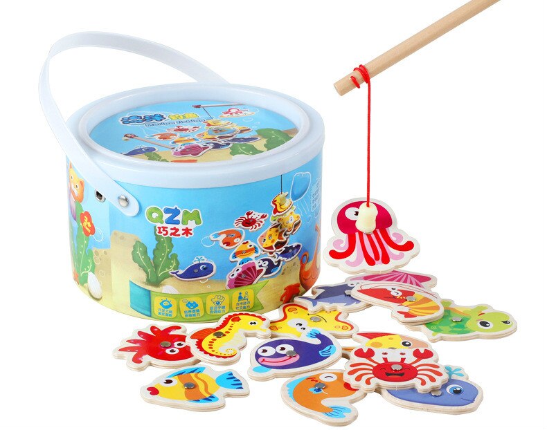 26pcs di segnalazione di Pesca Marine Giocattoli Per Bambini Educativi 3D Pesce di Legno Magnetico di Puzzle Gioco di Pesca All&#39;aperto Divertente Della Ragazza Dei Ragazzi Regali: Default Title