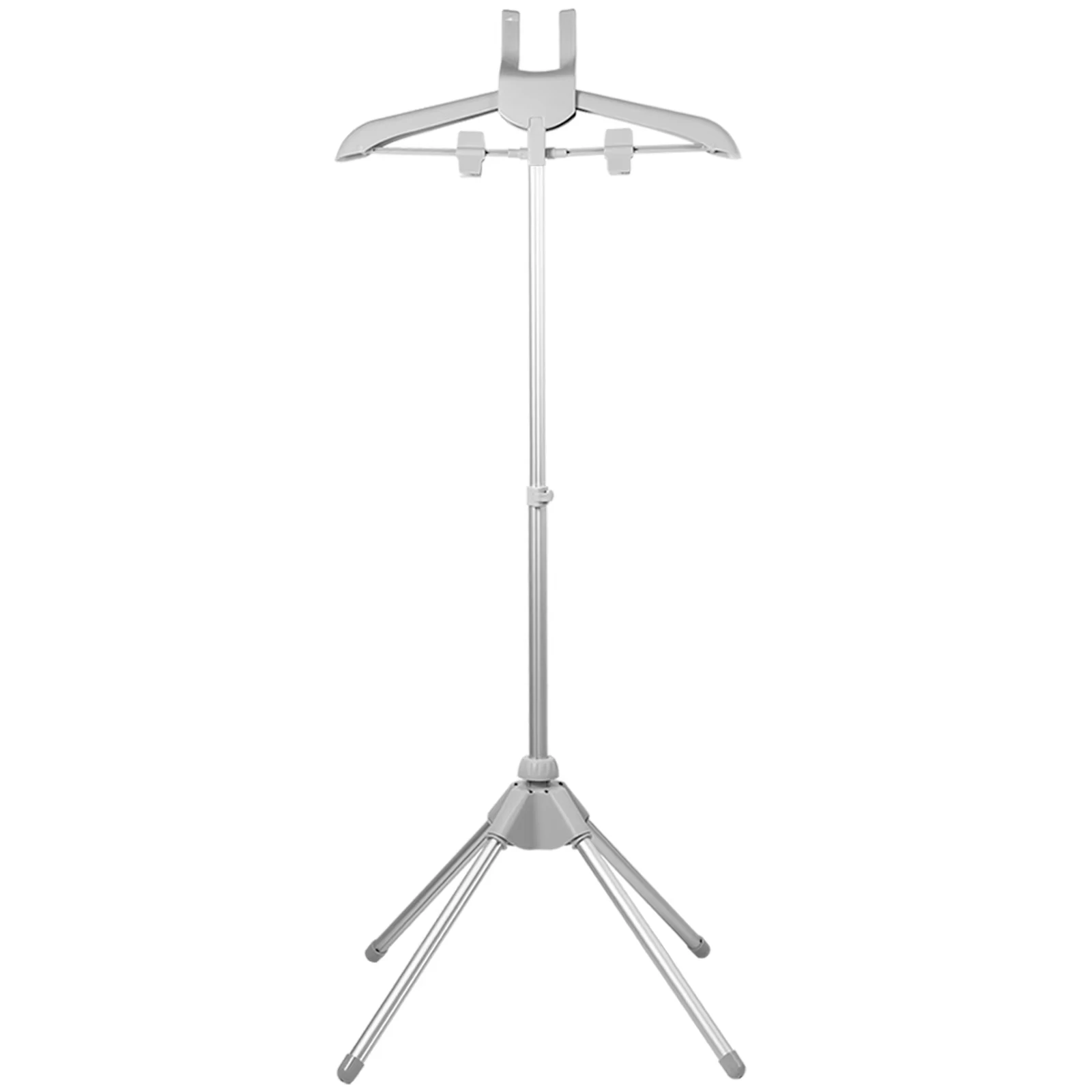 Rack telescópico para vapor de roupas, dobrável, tecido vertical, pendurado e engomar, suporte portátil para engomar a vapor, cabide de pano: Branco