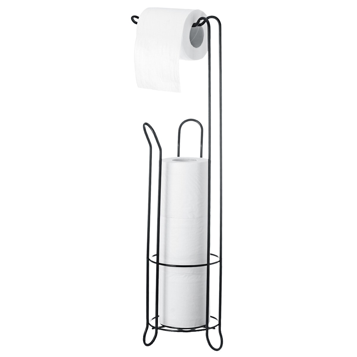 Toilet-Paper-Holder-Stand-Reserve-Storage-Dispenser-Free-Standing-Holder-Bathroom-Roll-Tissue-Chrome Paper Roll Stand Storage: 3