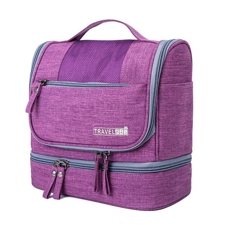 Men Hanging Hook Cosmetic Bag Travel Necessarie Large Toiletry Storage Women Makeup Vanity Cases Organizer Beauty Wash Pouch: Purple