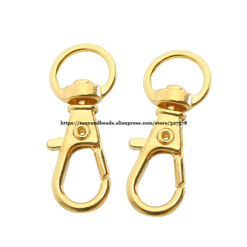 (20Pcs=1Lot !) 32x13mm Lobster Clasp Bag Key Rings Silver Tone Keychain Pick Color: Gold Plt