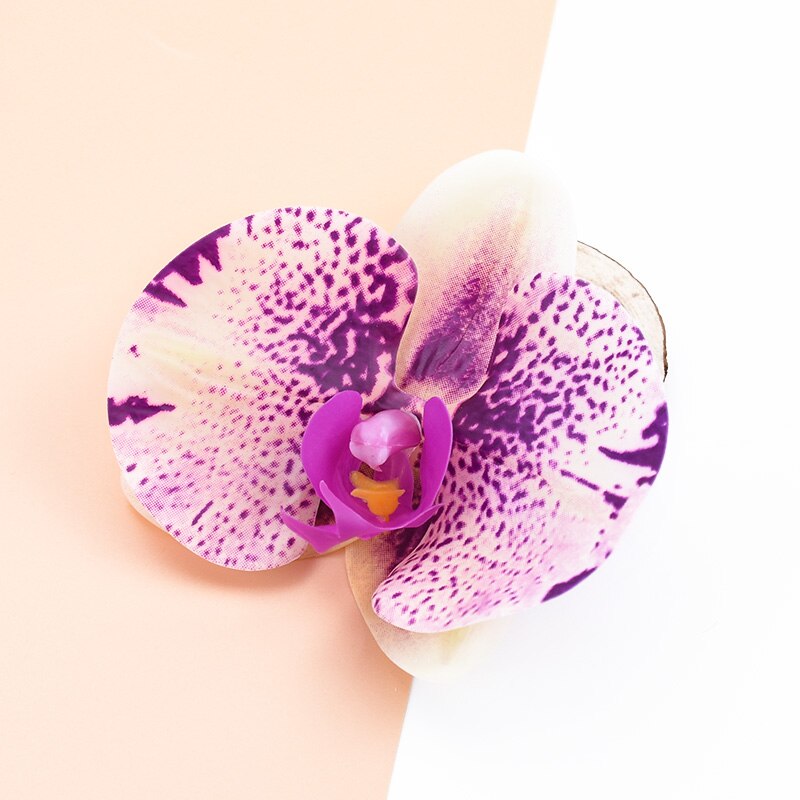 2 stk 3d silke sommerfugl orkidé dekorative blomster kranse kunstige blomster til hjem bryllup dekoration diy blomst væg: Farve 3