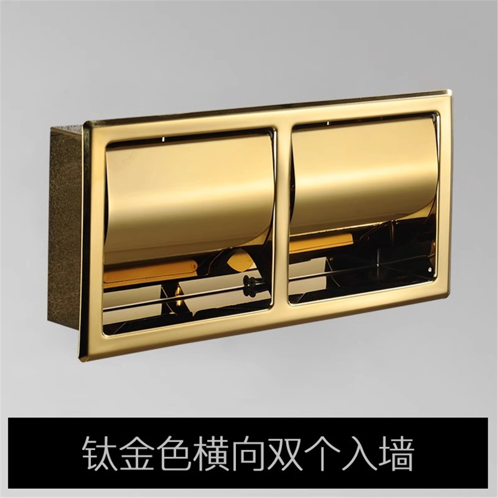 Gold In-wall Bathroom Paper Holder Rose Gold SUS Bathroom Paper roll Holder Black Towel Rack Toilet Paper Holder Tissue Box: Blue