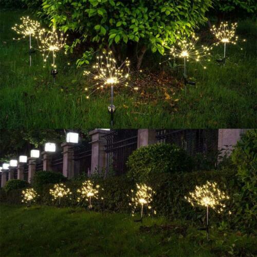 90 LED Solaire Alimenté Feux d'artifice Starburst Pieu Lampe de Jardin En Plein Air Fête