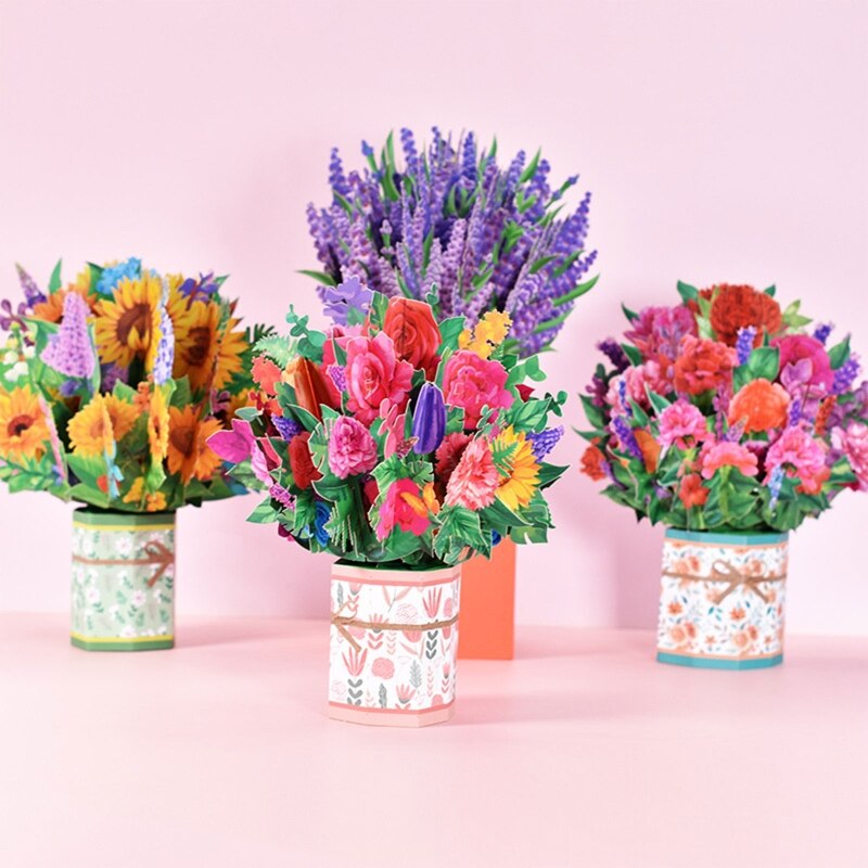 3d pop up mães dia cartões flores floral buquê cartão de saudação para mãe esposa aniversário simpatia obter bem